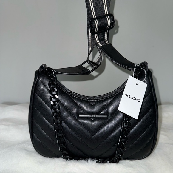 Aldo Black Croossbody Purse Shoulder New Quilted Zipped Viral Handbag - Picture 2 of 16